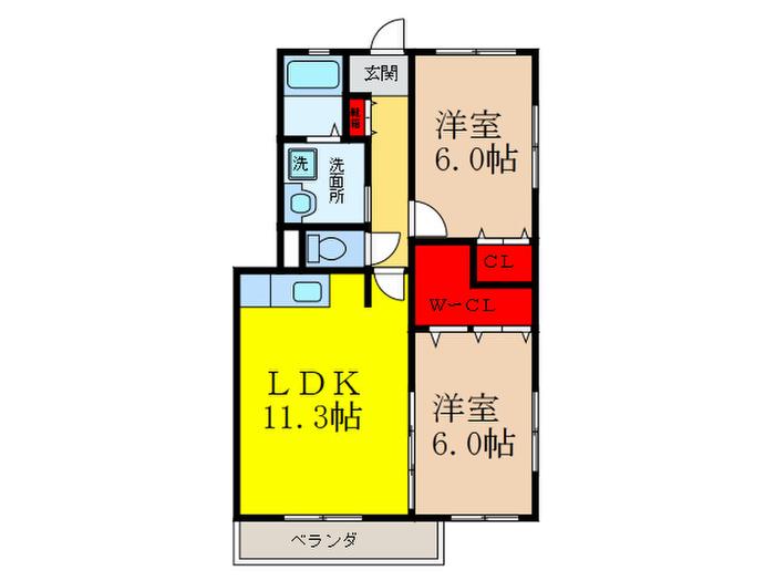 パル・グレース島I(2LDK/1階)の間取り写真