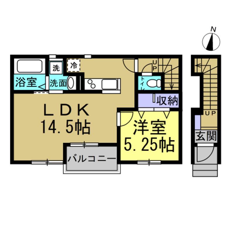 リーブルファイン東水代(1LDK/2階)の間取り写真
