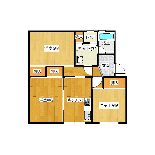 知手マンション(3DK/4階)の間取り写真