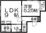 サウス南郷(1LDK/3階)の間取り写真
