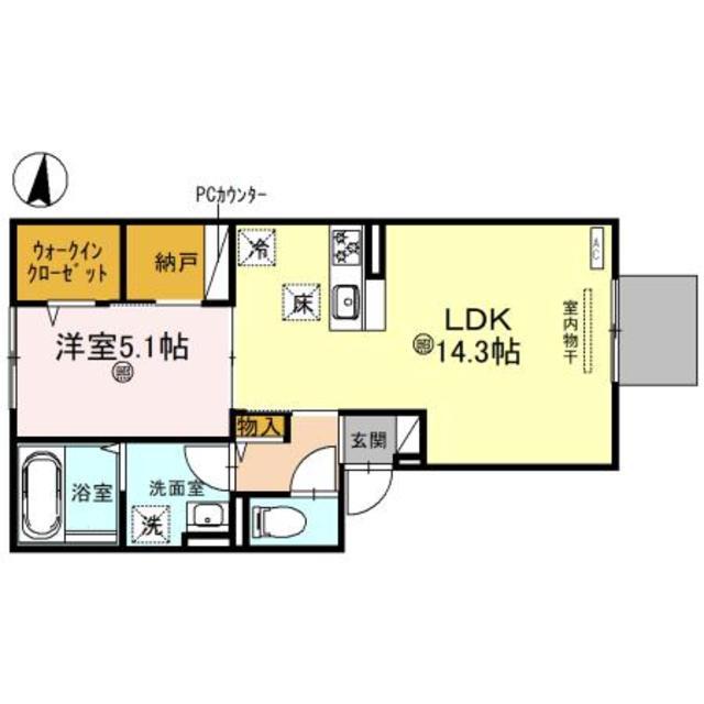 リオ オエステ プラス(1LDK/1階)の間取り写真