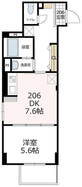 フルール横浜鶴ヶ峰(1DK/2階)の間取り写真