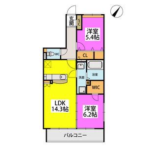 クレアS(2LDK/4階)の間取り写真