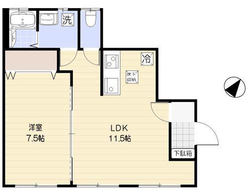 CINQ SHIROKANETAKANAWA(1LDK/1階)の間取り写真