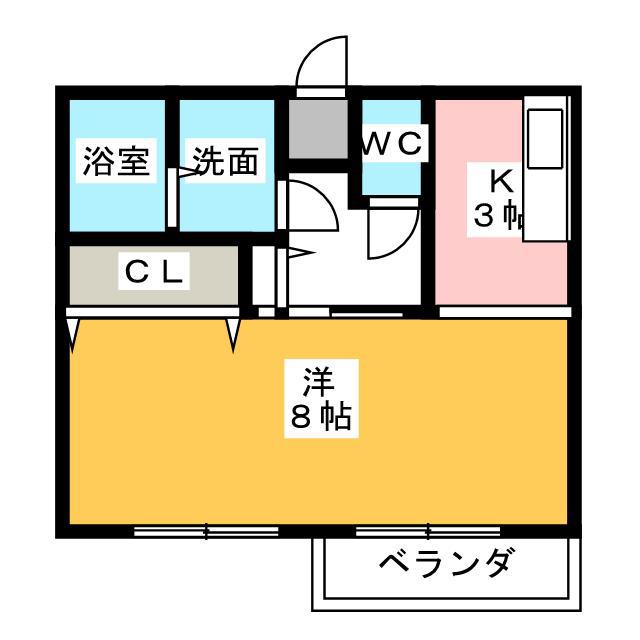 コーポN B(1K/2階)の間取り写真