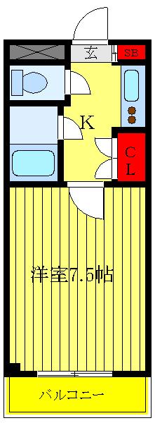 ニュークリスタル葵(1K/3階)の間取り写真