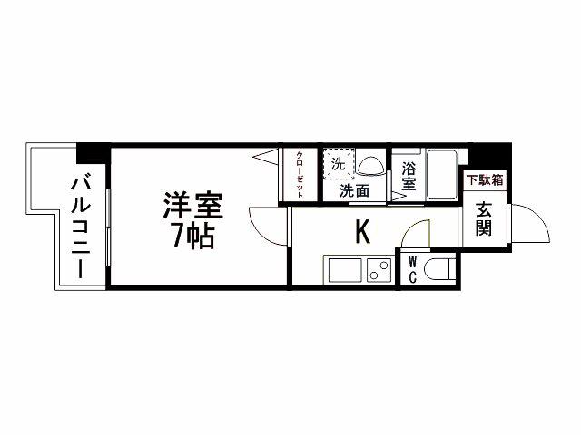 BERGAMOTTO片野駅前(1K/3階)の間取り写真