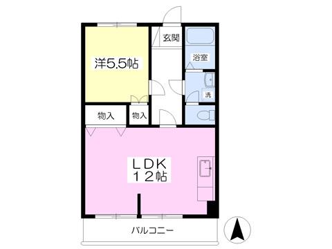 コーポ青柳(1LDK/3階)の間取り写真