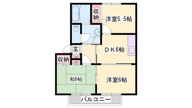 エクセレント西明石A(3DK/2階)の間取り写真