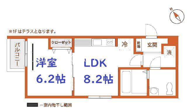 QUIET CRAB HOUSE MIX山手(1LDK/2階)の間取り写真