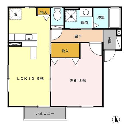 ラ・ベラ・ルーチェ(1LDK/2階)の間取り写真