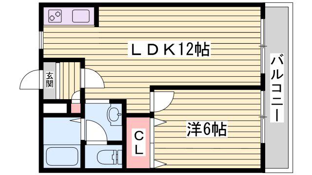 YKハイツ高丸(1LDK/2階)の間取り写真