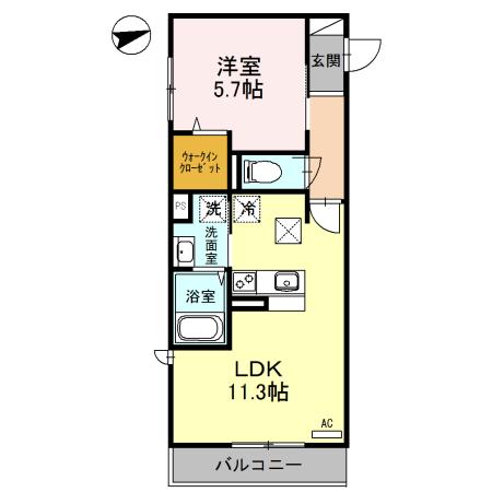 ベルヴェール(1LDK/2階)の間取り写真