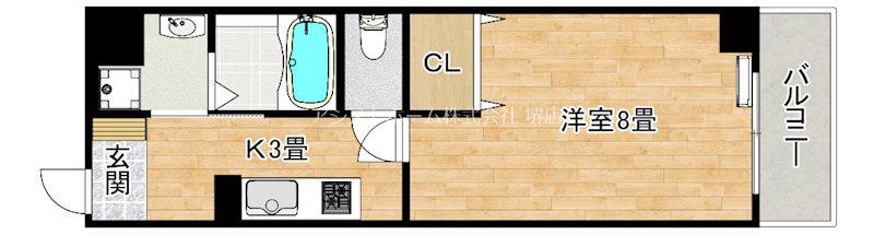 住吉橋TKハイツ(1K/4階)の間取り写真