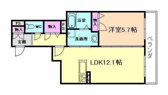カーサ ドルチェ(1LDK/3階)の間取り写真