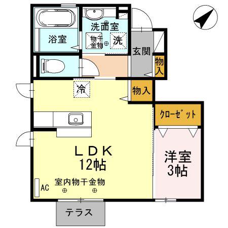 ルーナ・サクラ(1LDK/1階)の間取り写真