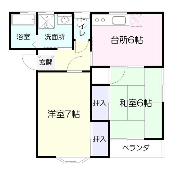リバーサイドM(2DK/1階)の間取り写真