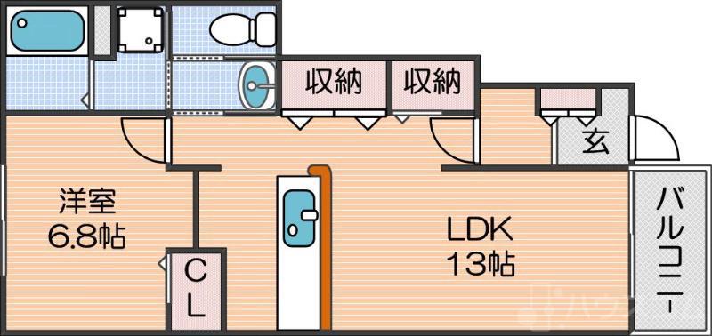 クレール白水(1LDK/1階)の間取り写真