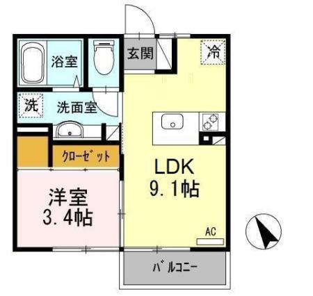 仙台市地下鉄東西線 荒井駅(宮城) 徒歩12分 2階建 築15年(1LDK/2階)の間取り写真