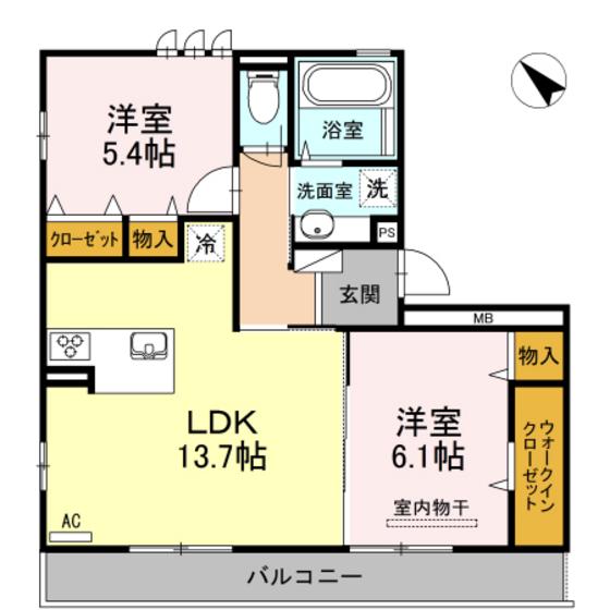 BELL A棟(2LDK/3階)の間取り写真