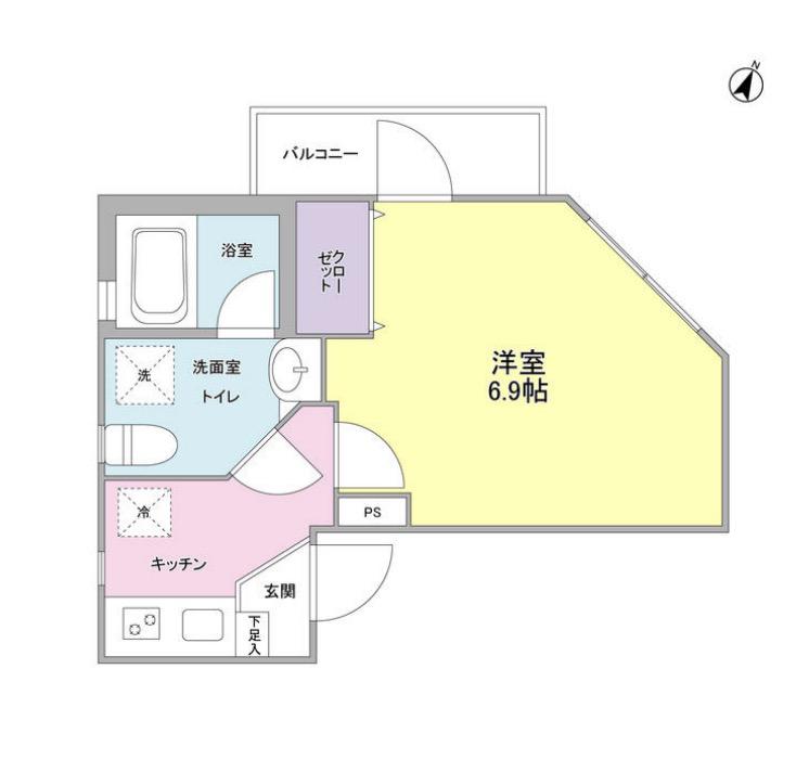 クローバーハイツ西小山 (1K/4階)の間取り写真