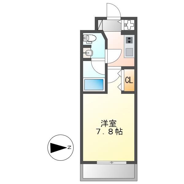 セノアタワー泉(1K/2階)の間取り写真