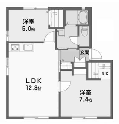 ヴィオラS A・B棟(2LDK/2階)の間取り写真