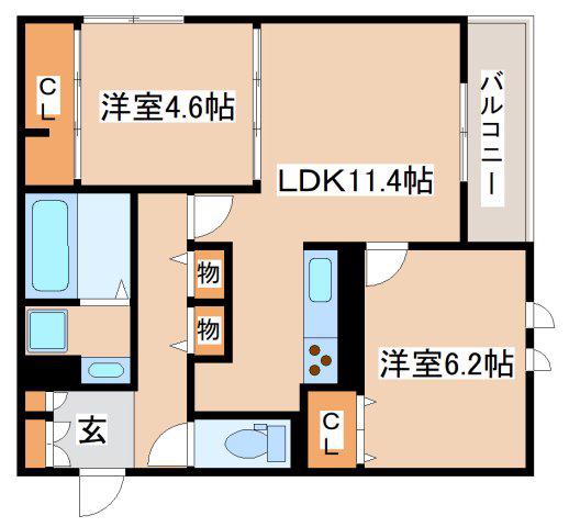 イルソラーレ須磨(2LDK/1階)の間取り写真
