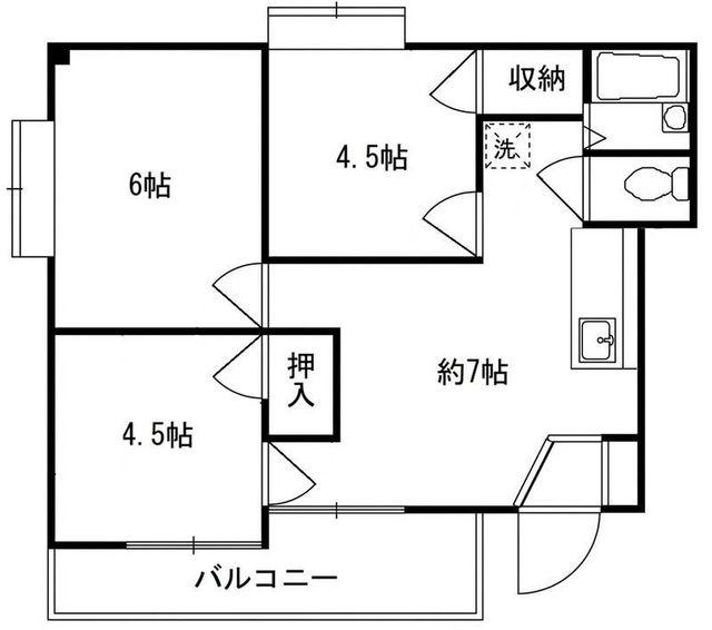 サンハイツ(3K/2階)の間取り写真