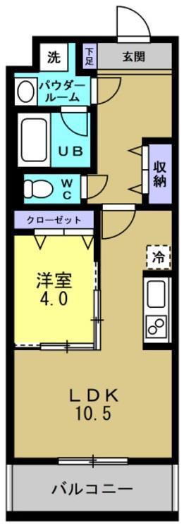 シティゼット西宮(1LDK/3階)の間取り写真