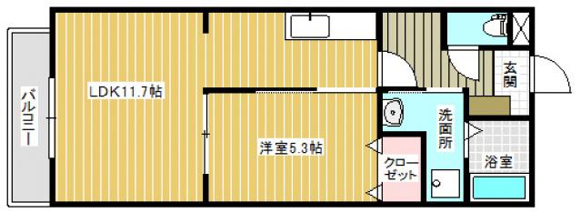 サンポエム(1LDK/3階)の間取り写真