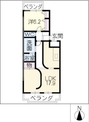 ベルメゾン祖父江(1LDK/3階)の間取り写真