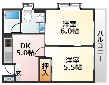ハイムプレセア(2DK/4階)の間取り写真