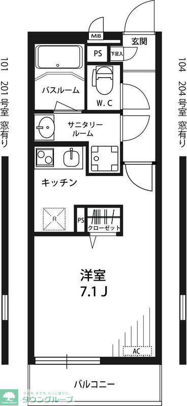 リブリ・LA CASA(1K/2階)の間取り写真