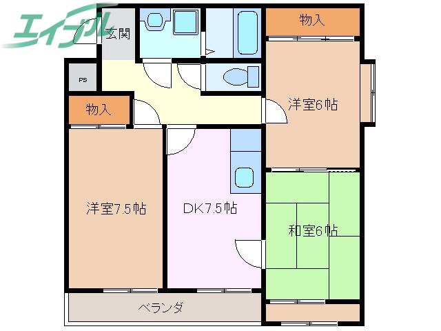 ベルサウンズ(3DK/3階)の間取り写真