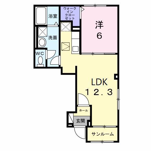ベル・コリーヌI(1LDK/1階)の間取り写真