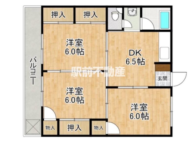 ガーデン津福(3DK/1階)の間取り写真