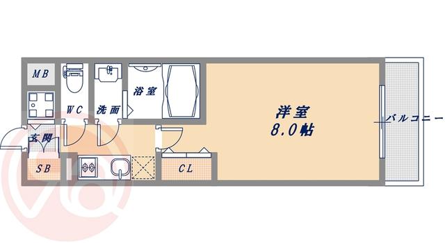 エスライズ北堀江(1K/14階)の間取り写真