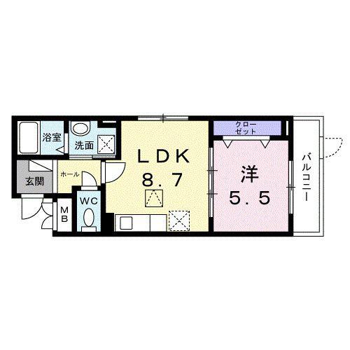 アビタ諸福(1LDK/2階)の間取り写真