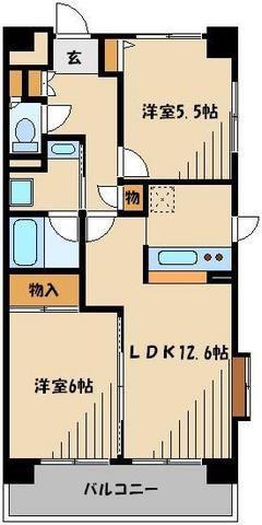 ディアプレイス(2LDK/2階)の間取り写真