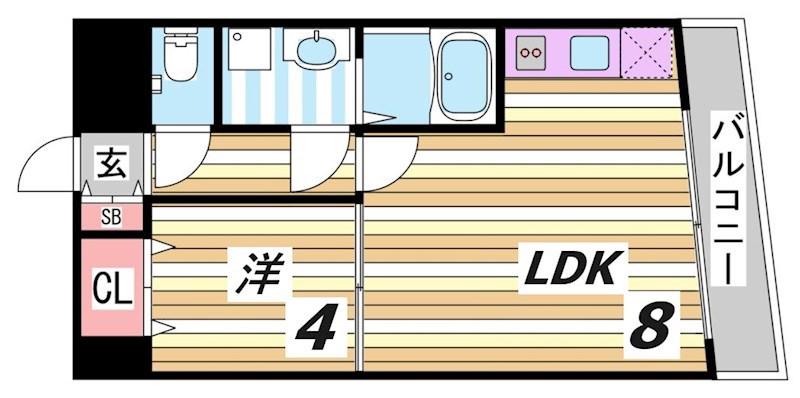 アドモリモト元町通(1LDK/9階)の間取り写真
