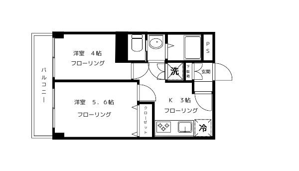 コープベルツリー(2K/4階)の間取り写真