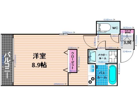 キャトルセゾン井尻(ワンルーム/1階)の間取り写真