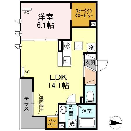 カーサ・ブランカKS(1LDK/1階)の間取り写真