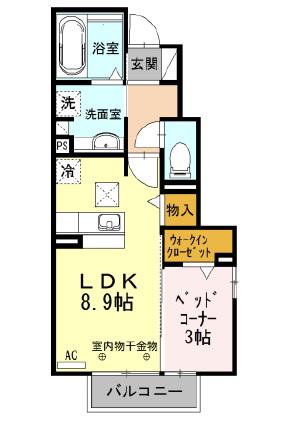 フェリーチェ A(1LDK/1階)の間取り写真