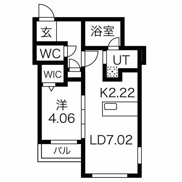 ヴァンテール月寒東(1LDK/2階)の間取り写真