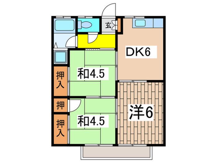伊東ハイツ第1(3DK/2階)の間取り写真