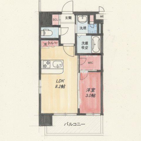 LUXE新大阪Ⅵ(1LDK/6階)の間取り写真