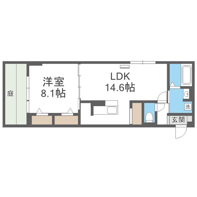 ブラン新宮中央(1LDK/1階)の間取り写真
