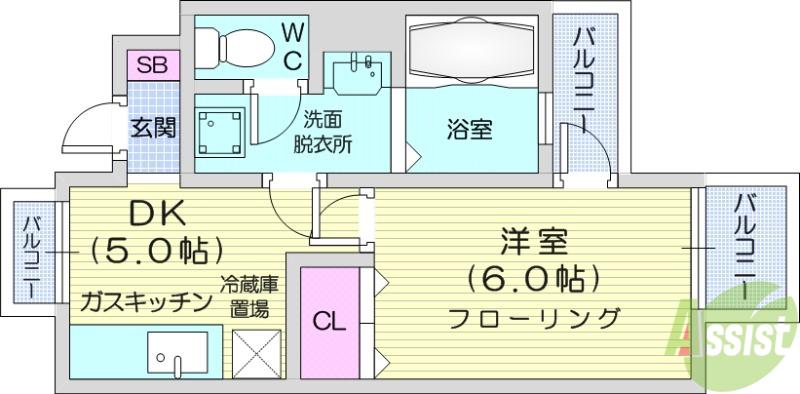 サンコートヒルズみずほ台Ⅰ番館(1DK/2階)の間取り写真